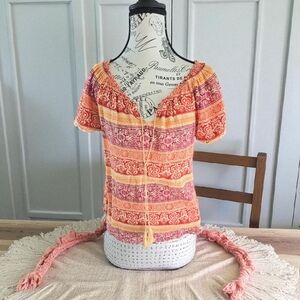 Lucky Brand Multicolor Bohemian Blouse